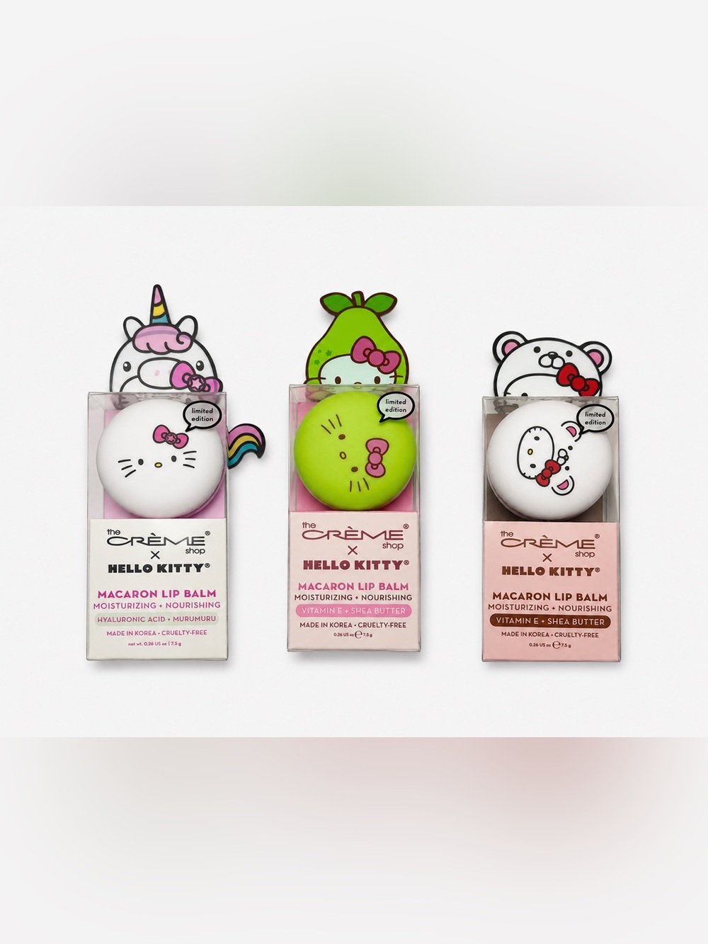The Crème Shop x Hello Kitty Macaron Lip Balm Limited Edition Set of 3
